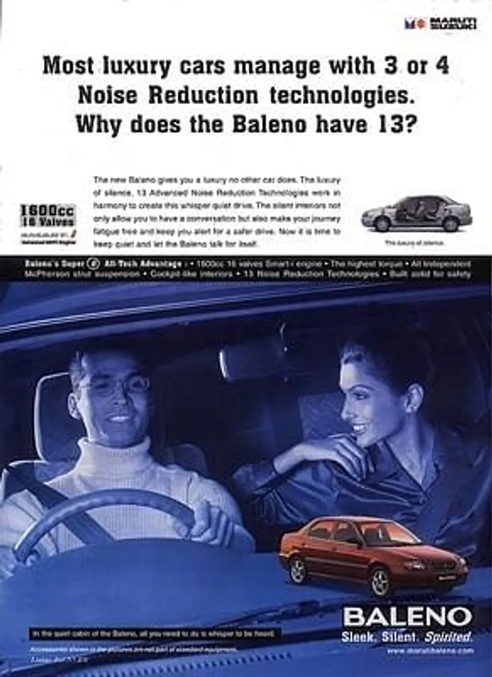 Most luxury cars manage with 3 or 4 Noise Reduction technologies. Why does the Baleno have 13?