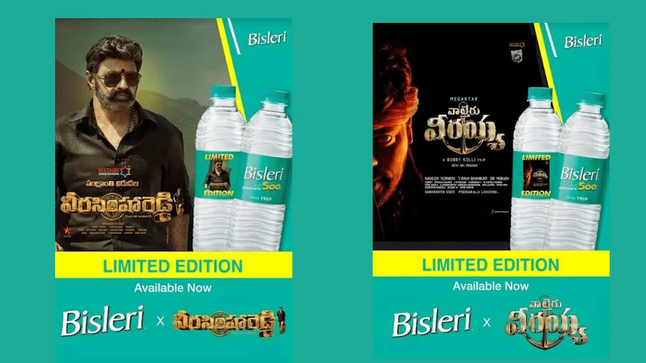 Bisleri enhances its regional brand love strategy with limited edition bottles of Waltair Veerayya and Veera Simha Reddy