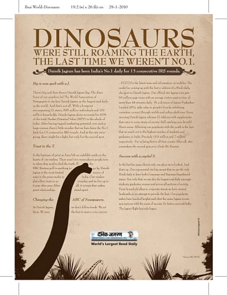 Dinosaurs were still roaming the earth , the last time we weren't No.1