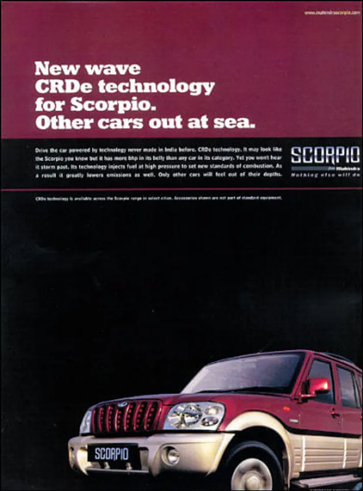 New wave CRDe technology for Scorpio. Other cars out at sea.