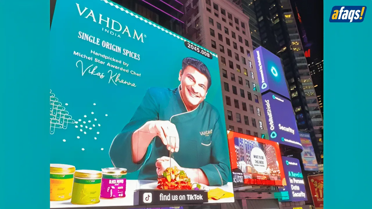 Vahdam India advertises on Times Square billboard