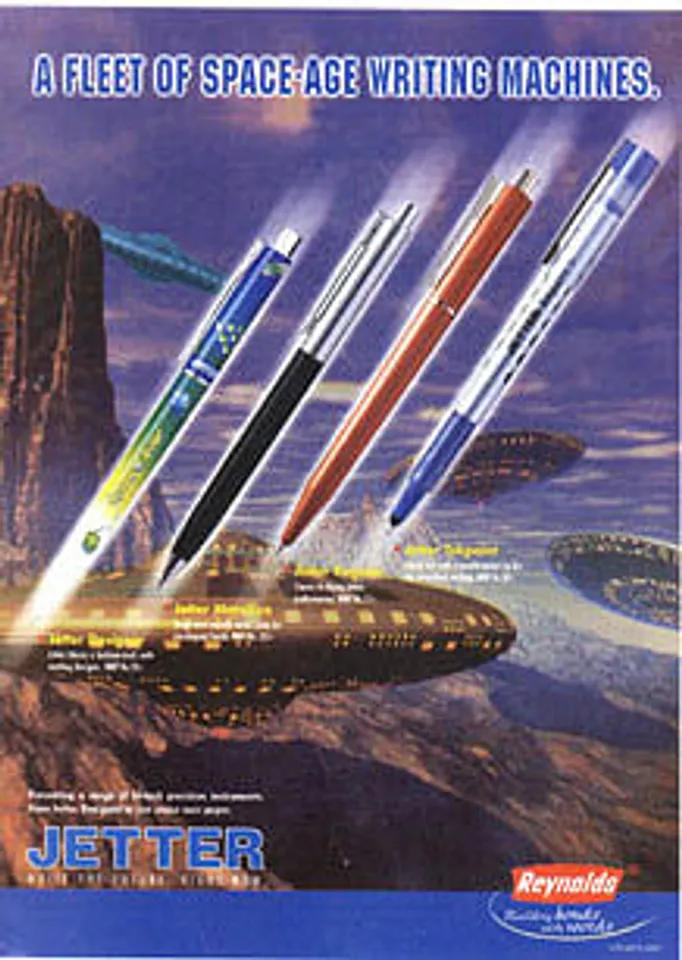 A fleet of space-age writing machines.