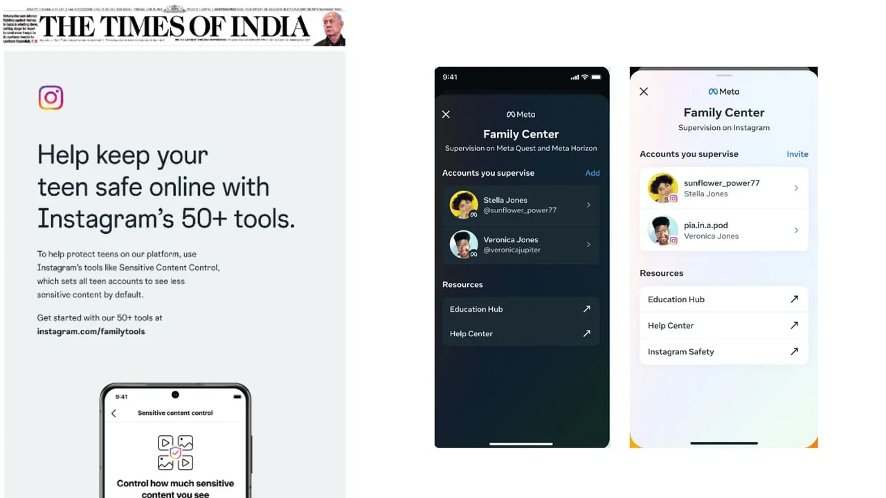 Instagram’s print ad in the TOI plugs the platform’s teen-safety tools