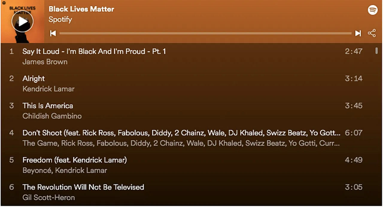 Spotify quietly shows support for 'Black Lives Matter' movement