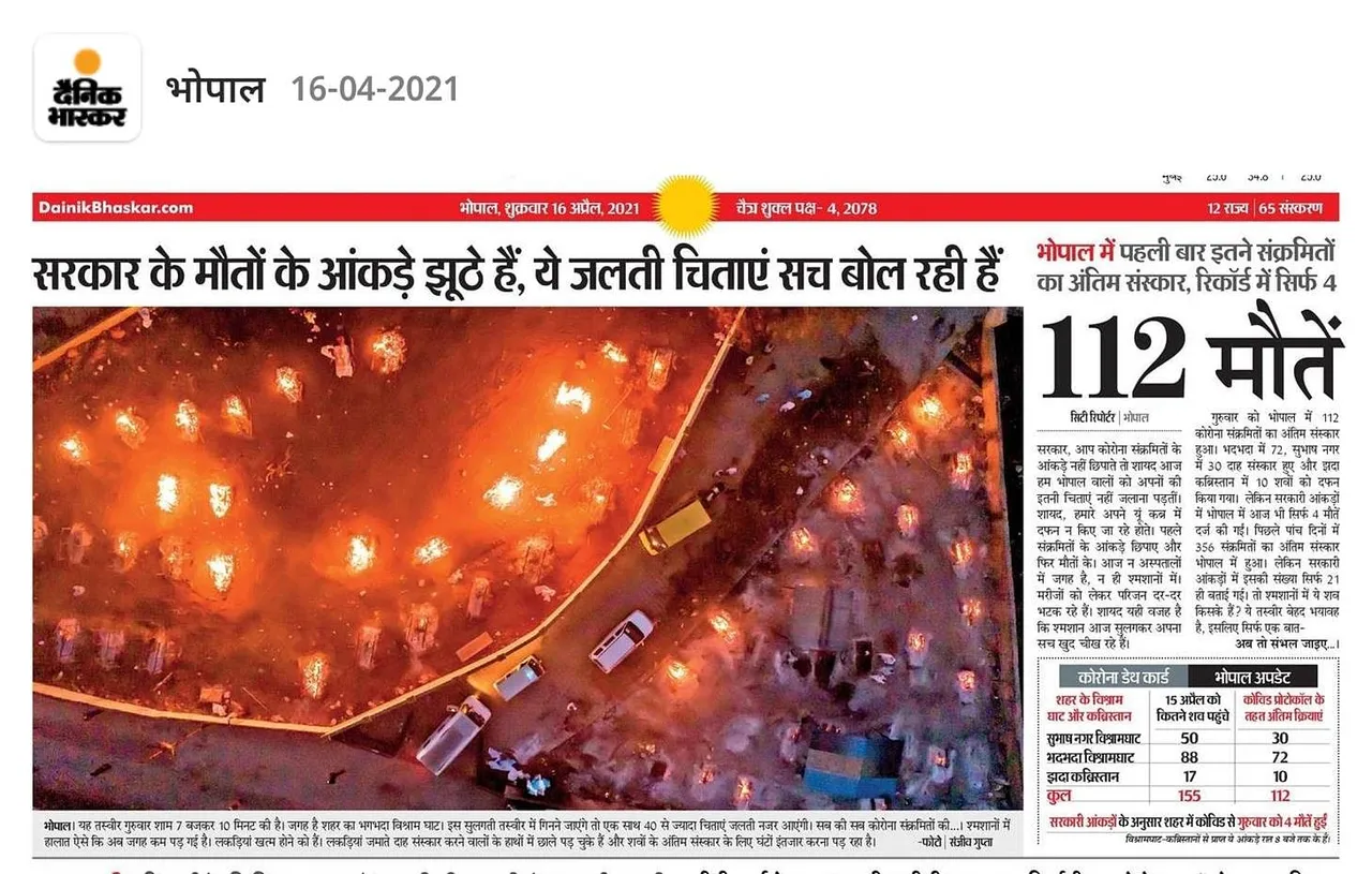 Dainik Bhaskar gets Gold at WAN IFRA Asian Media Awards for Best Covid-19 related photography 