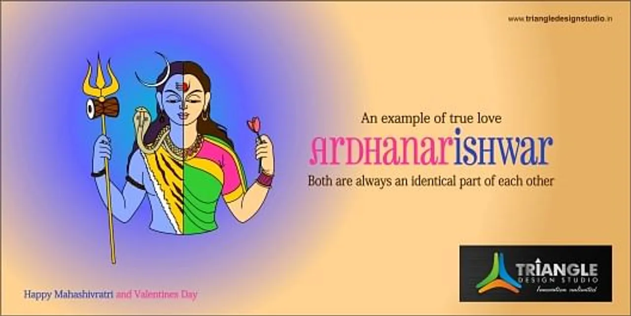 Mahashivratri, Valentines Day, Festival, Love, Concept, Creative, Lord Shiva, Shavji, Parvati, Ardhanarishwar, Illustration