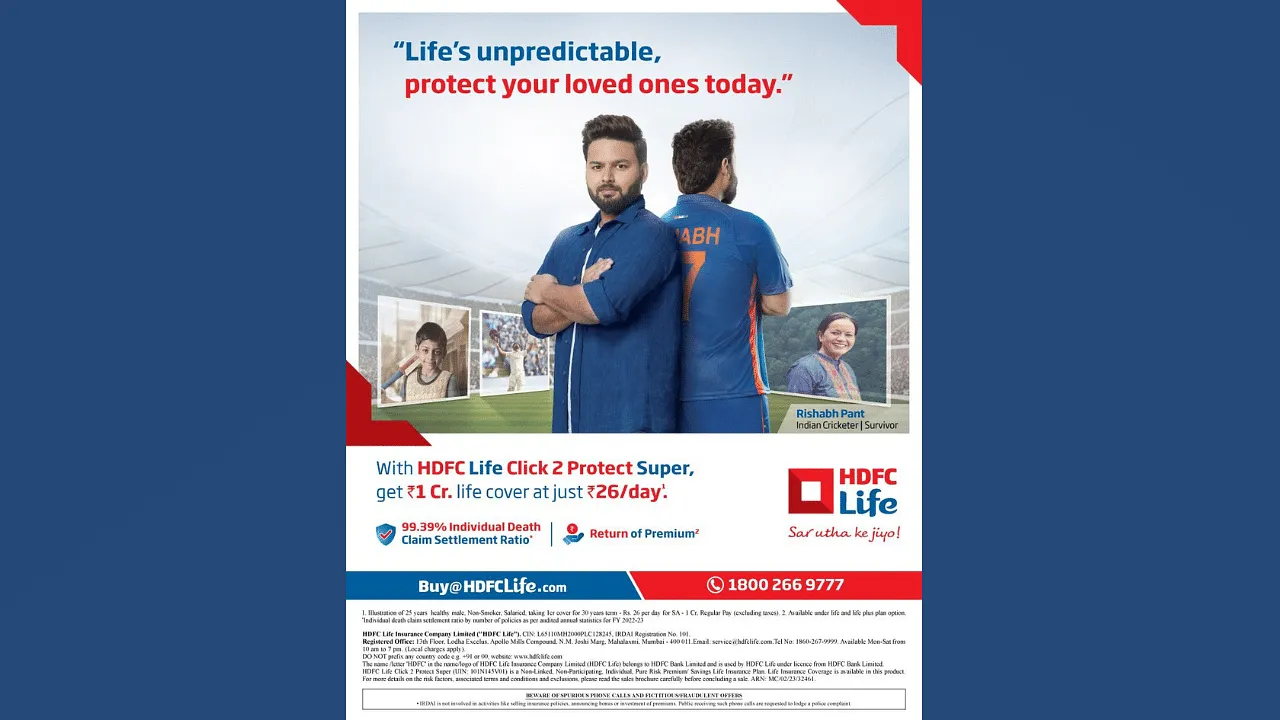 Rishabh Pant talks about his accident  in HDFC Life’s latest campaign on Term Insurance