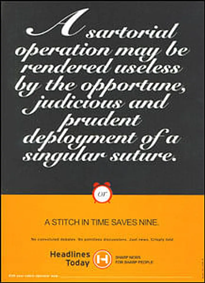 A sartorial operation may be rendered useless by the opportune, judicious and prudent deployment of a singular suture.OrA stitch in time saves nine.