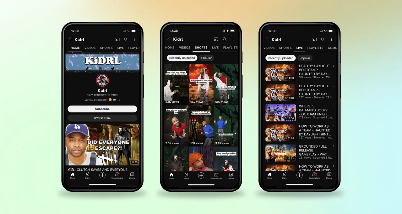 YouTube announces separate tabs for Shorts, live streams and videos on channels