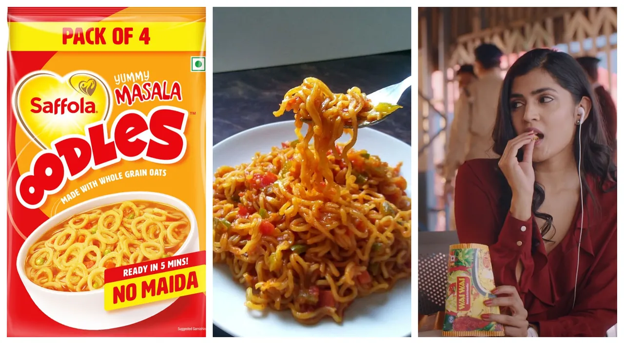 Is Maggi's '2 minute' proposition sandwiched between Saffola's '5 minutes' and Wai Wai's '0 minutes'?