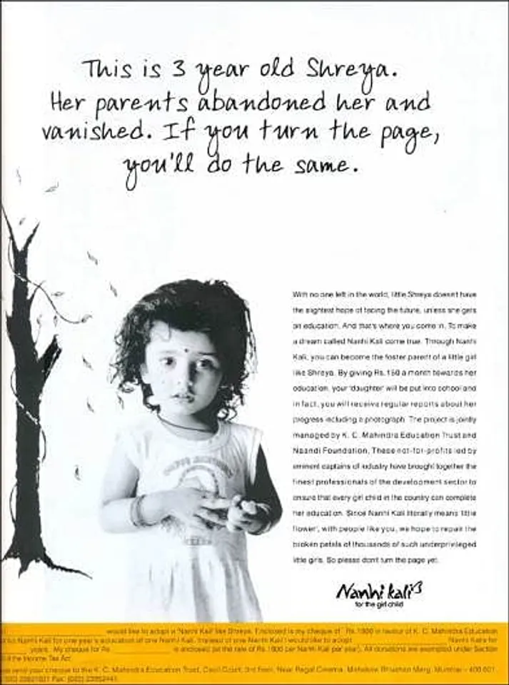 This is 3 year old Shreya. Her parents abandoned her and vanished. If you turn the page, you'll do the same.