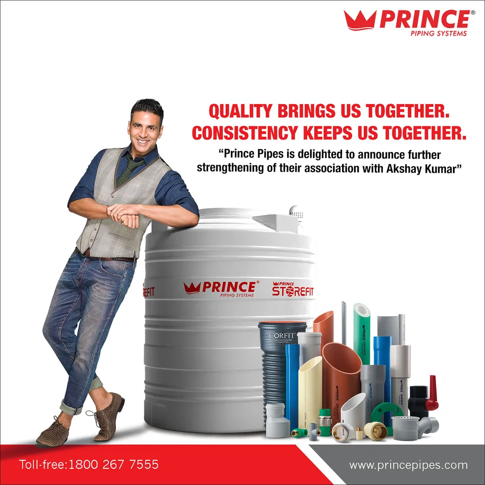 Prince Pipes ropes in Akshay Kumar, for its newly launched Water Tank segment