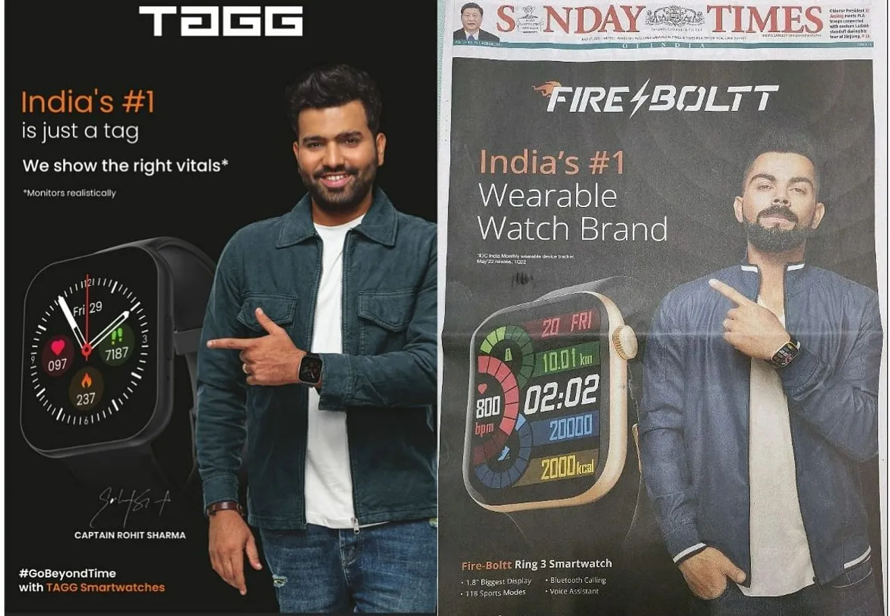 TAGG takes a dig at Fire Boltt in print ad featuring Rohit Sharma