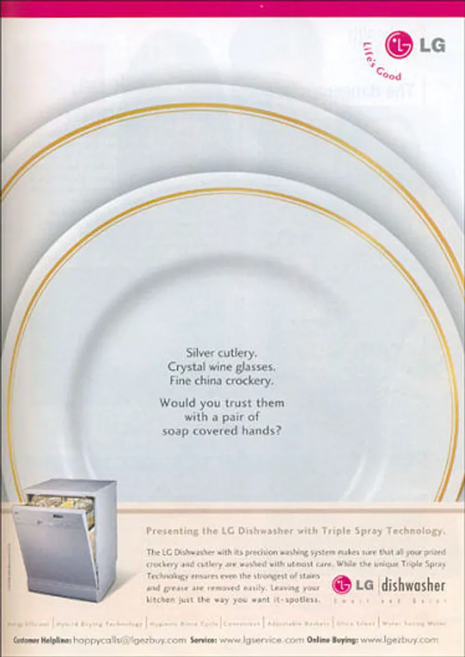 Silver cutlery. Crystal wine glasses. Fine china crockery.Would you trust them with a pair of soap covered hands?