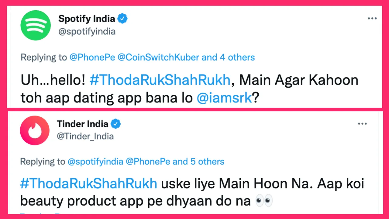 Dunzo, Spotify, Tinder, others banter over SRK's supposed OTT app debut