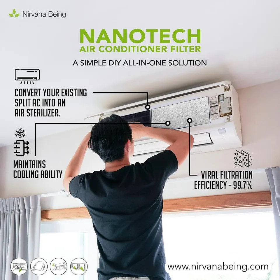 Turn your existing split AC into an air sterilizer with the Nirvana being nanotech AC filter