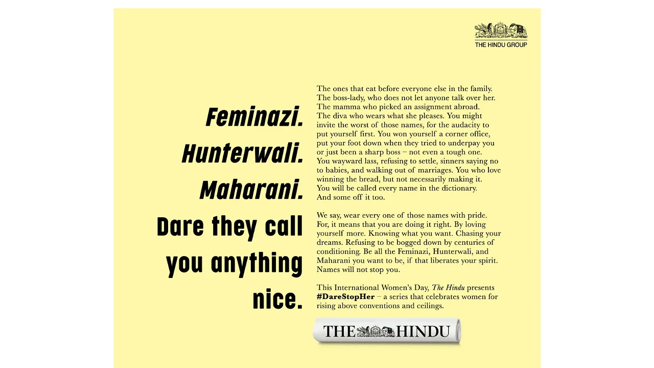 The Hindu’s Women’s Day campaign attempts to end name calling of ambitious women 