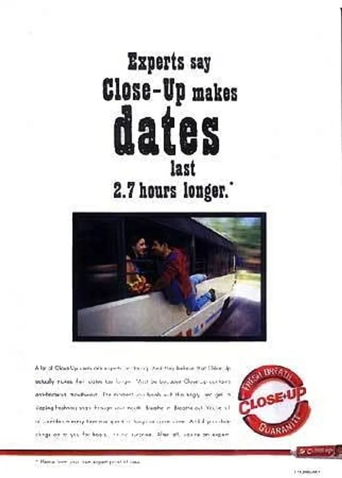 Experts say Close-Up makes dates last 2.7 hours longer.*