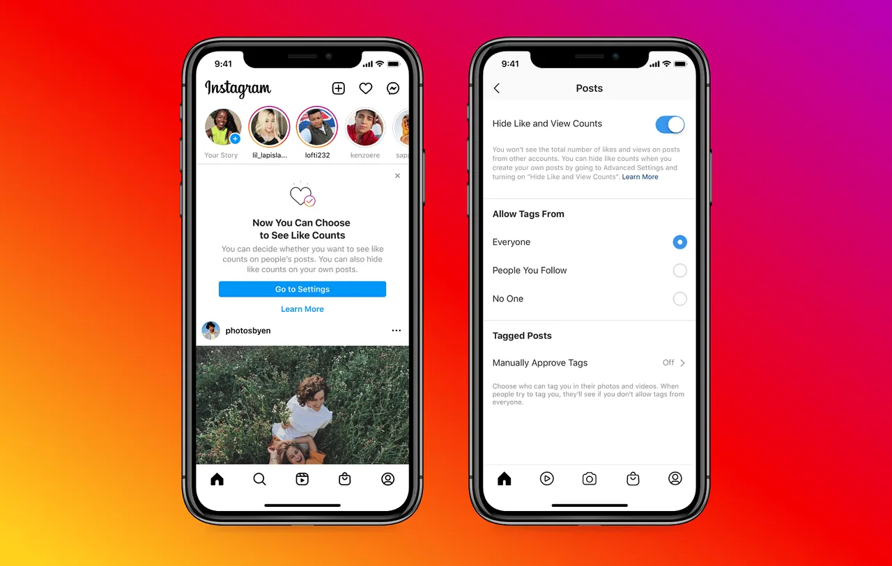 Instagram and Facebook let users remove likes and views from posts