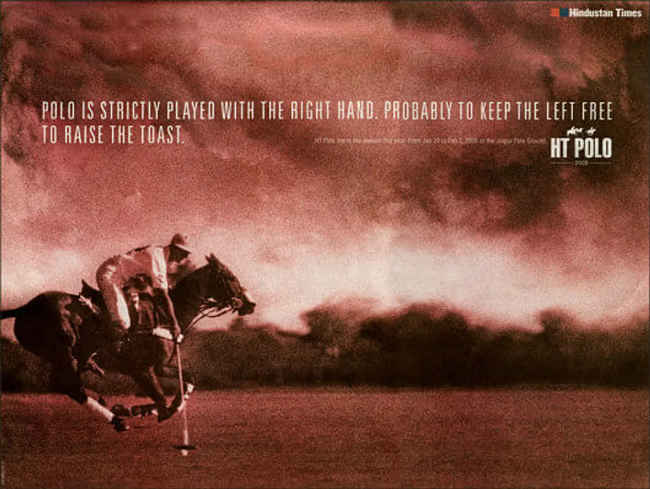 Polo is strictly played with the right hand. Probably to keep the left free to raise the toast.