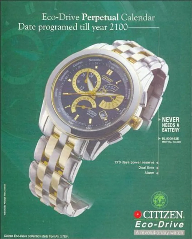 Eco-Drive perpetual calendarDate programmed till year 2100