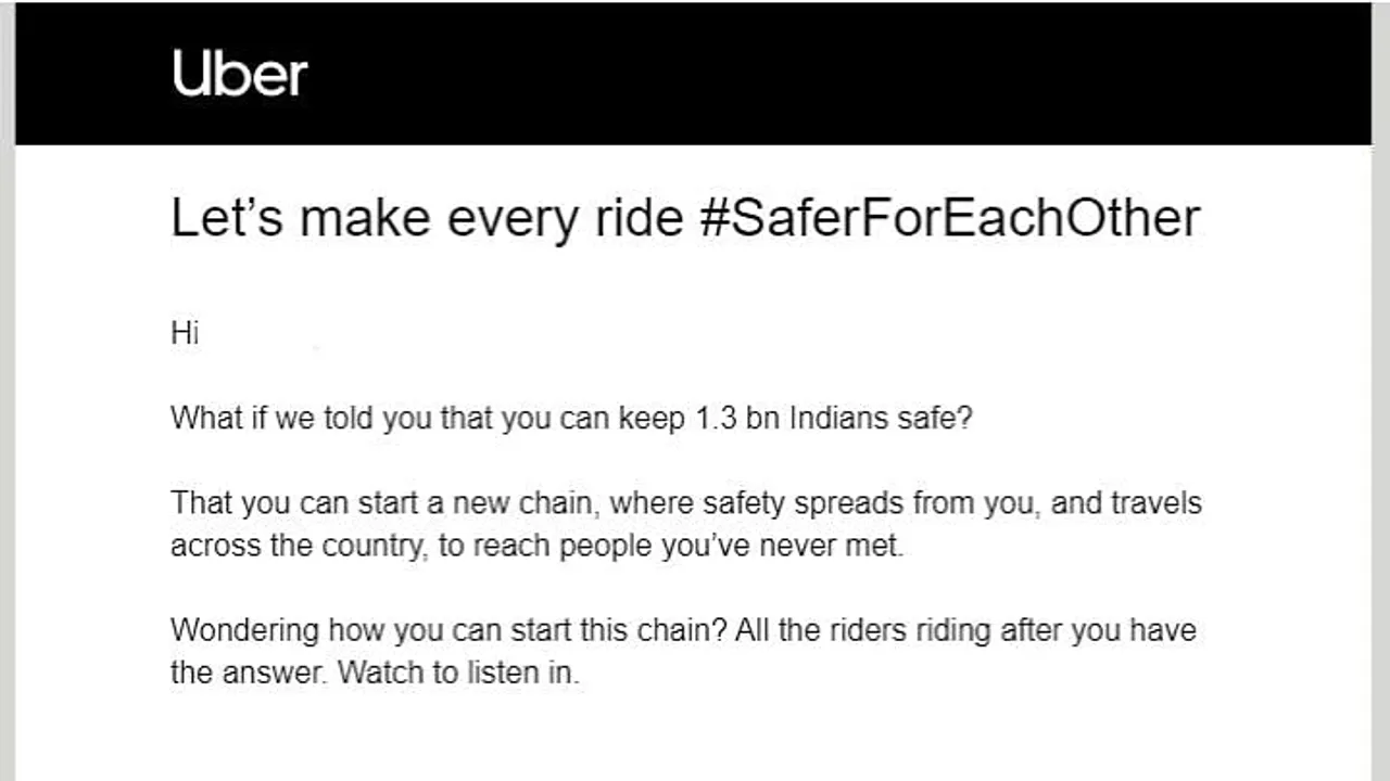 A message from an Uber customer to the next rider