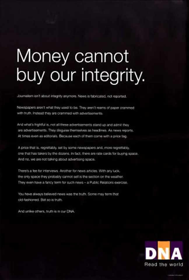 Money cannot buy our integrity.
