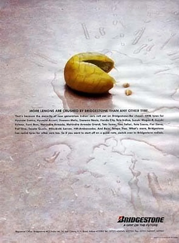 More lemons are crushed by Bridgestone than any other tyre.