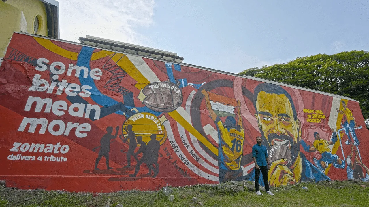 Zomato delivers a mural to hockey ace PR Sreejesh 