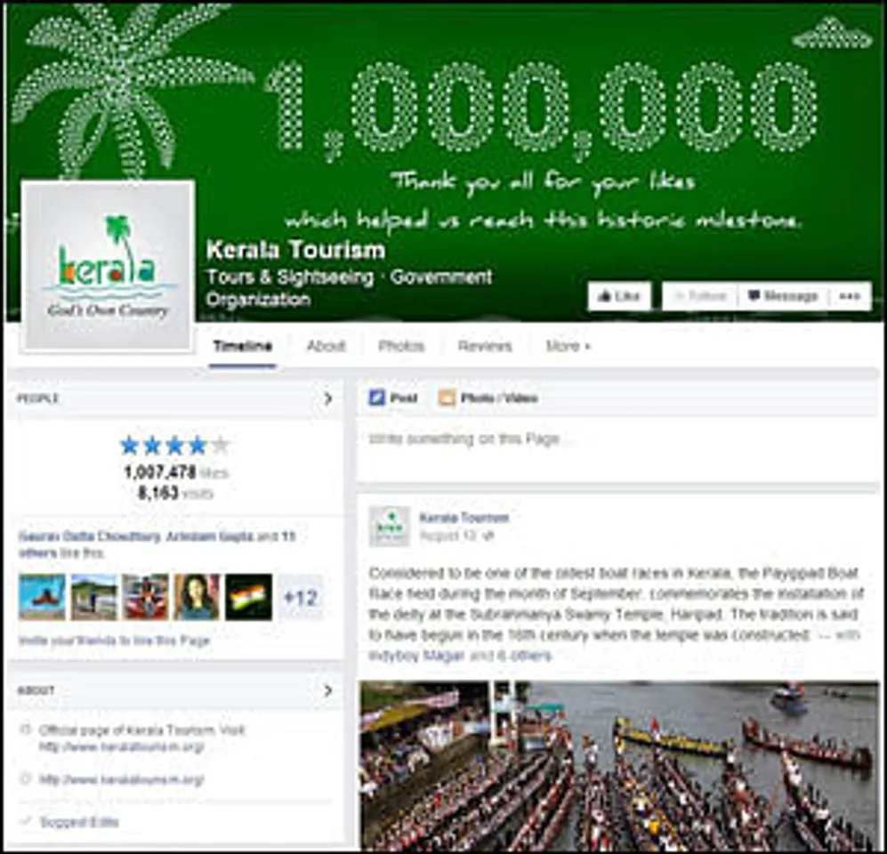 A million fans for Kerala Tourism