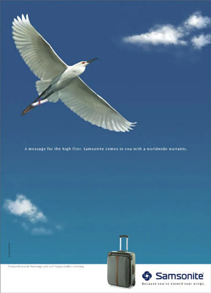 A message for the high flier: Samsonite comes to you with a worldwide warranty