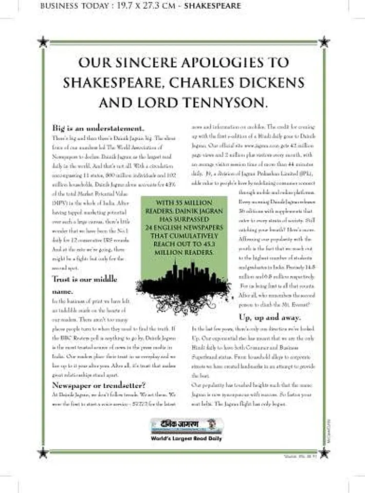 Our Sincere Apologies to Shakespeare,Charles Dickens & Lord Tennyson