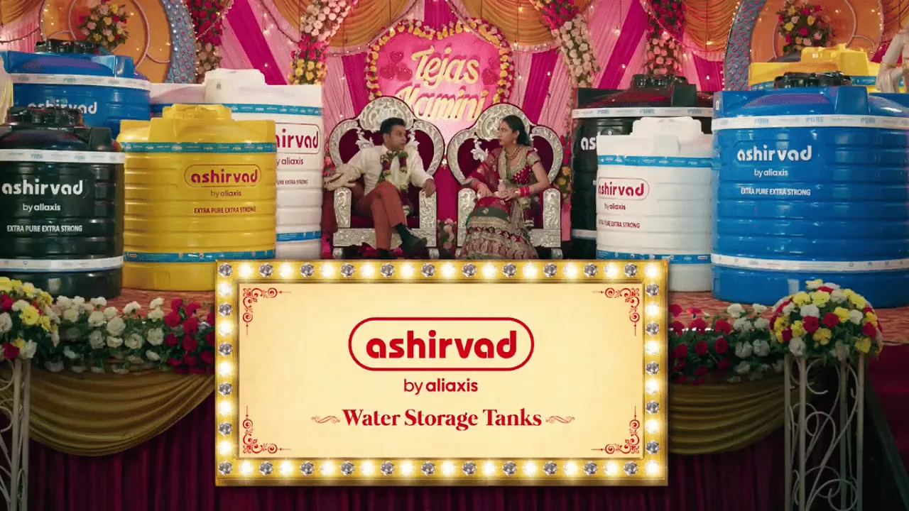 Ashirvad Pipes advertises anti-bacterial layered water storage tanks...