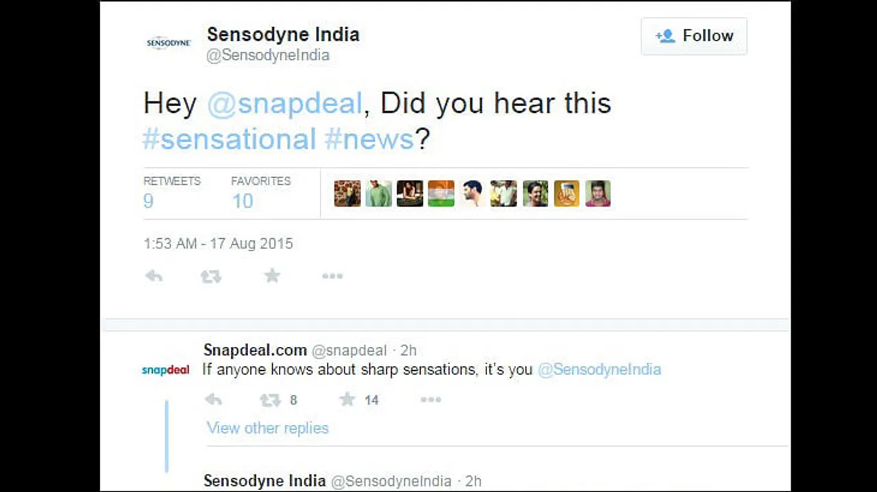 When Sensodyne and Snapdeal bantered over a toothbrush, on Twitter