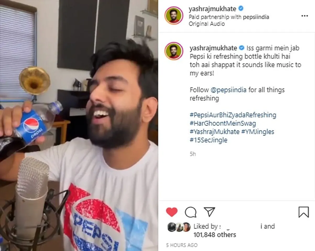 Yashraj Mukhate unveils 'chilled' collab with Pepsi on Instagram