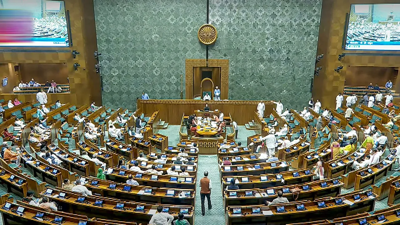 Members in the Lok Sabha during the Monsoon session of Parliament, in New Delhi,
