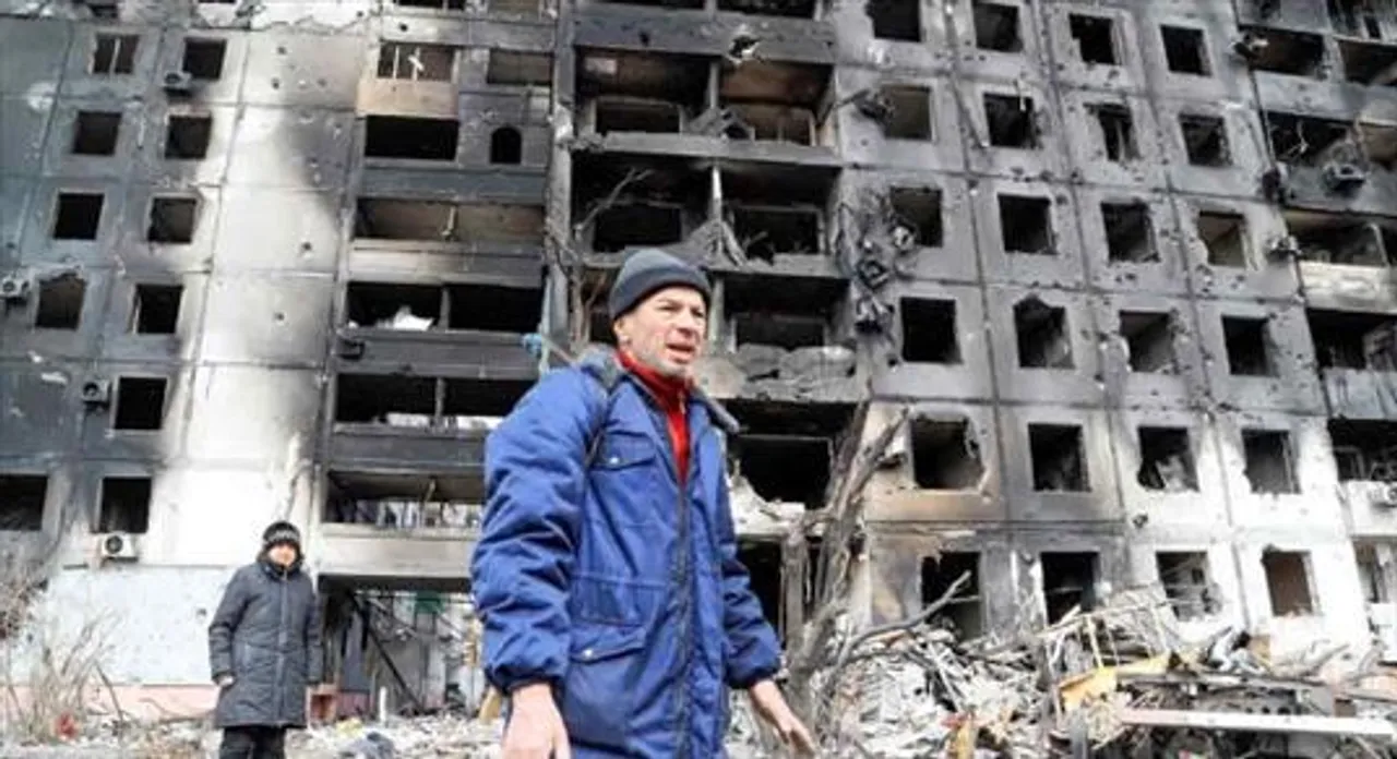 বিধ্বস্ত মারিয়ুপোলের রেড ক্রস ভবন