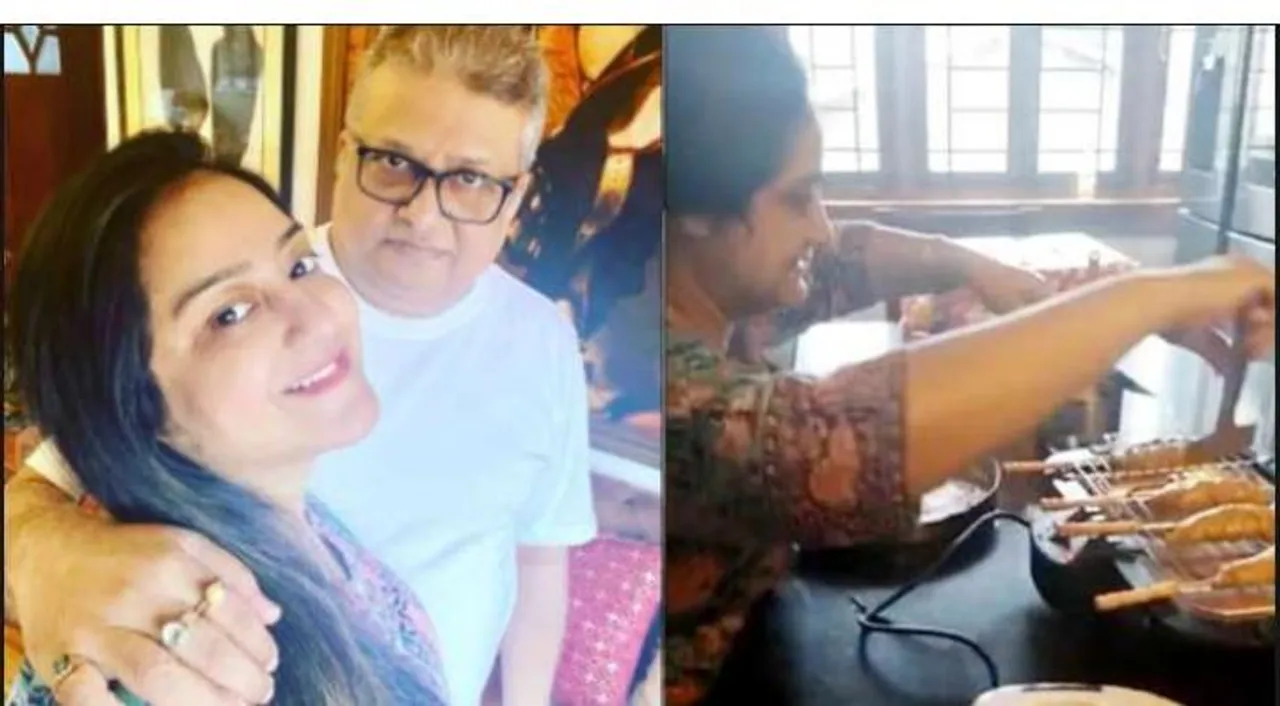 আটপৌরে শাড়ী পরে অতিথিদের জন্য কাবাব বানালেন সুদীপা