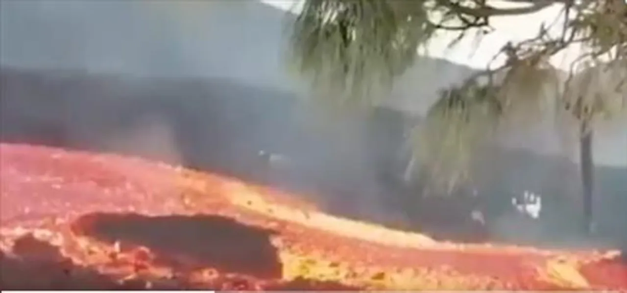 স্প্যানিস আইল্যান্ডে লাভা নিঃসরণ