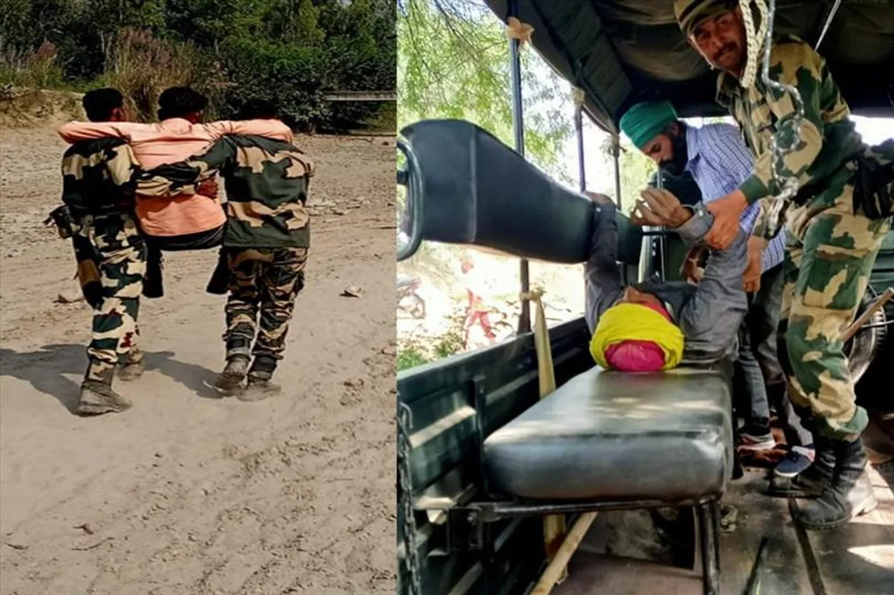 ধসে আটকে পড়া শ্রমিকদের উদ্ধার করলে বিএসএফ জওয়ানরা