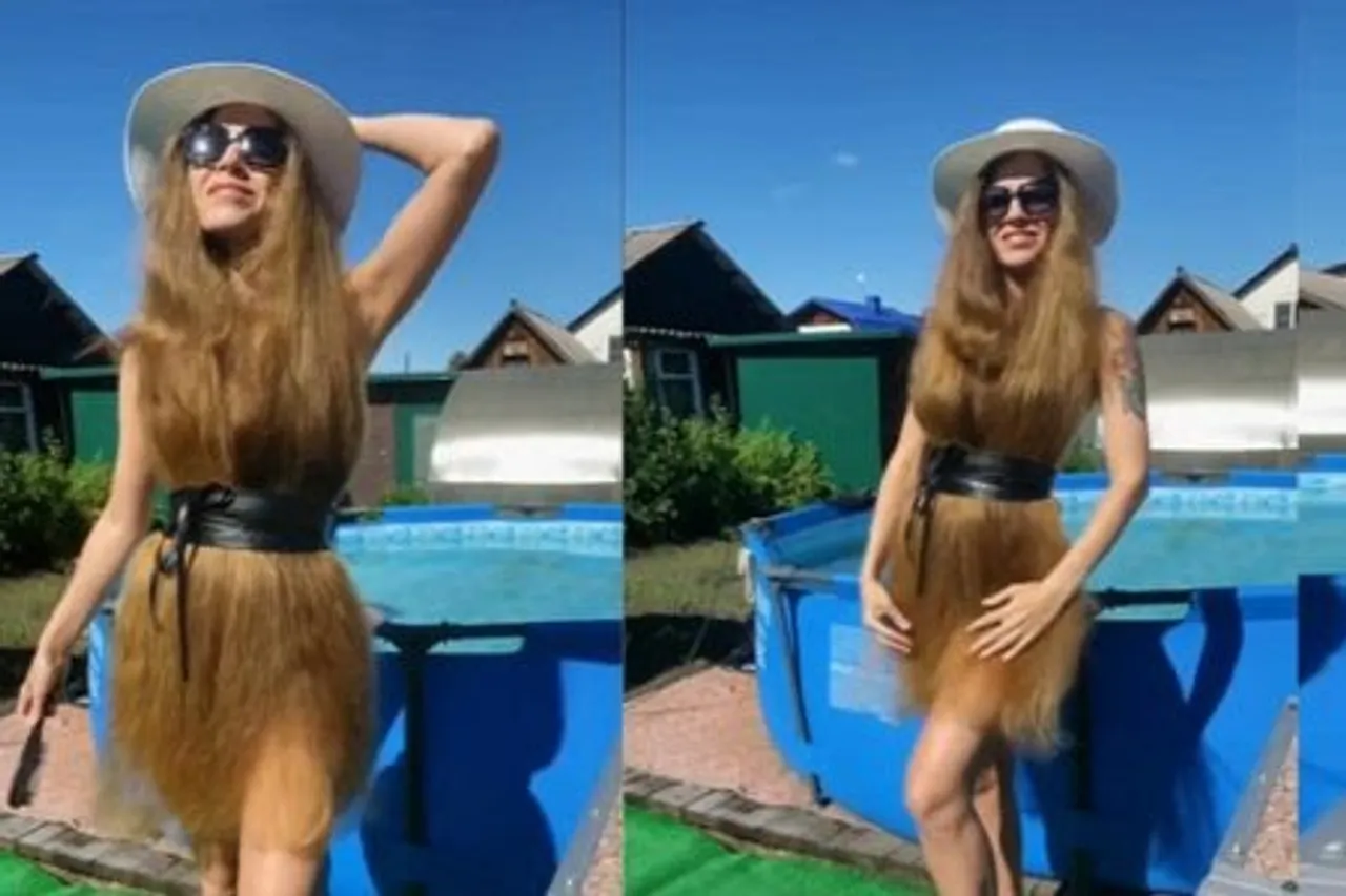 চুলকেই পোশাক বানালেন তরুণী