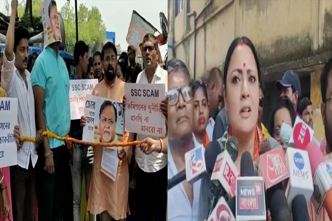 এসএসসিতে দুর্নীতির বিরুদ্ধে অগ্নিমিত্রা পালের নেতৃত্বে বিক্ষোভ