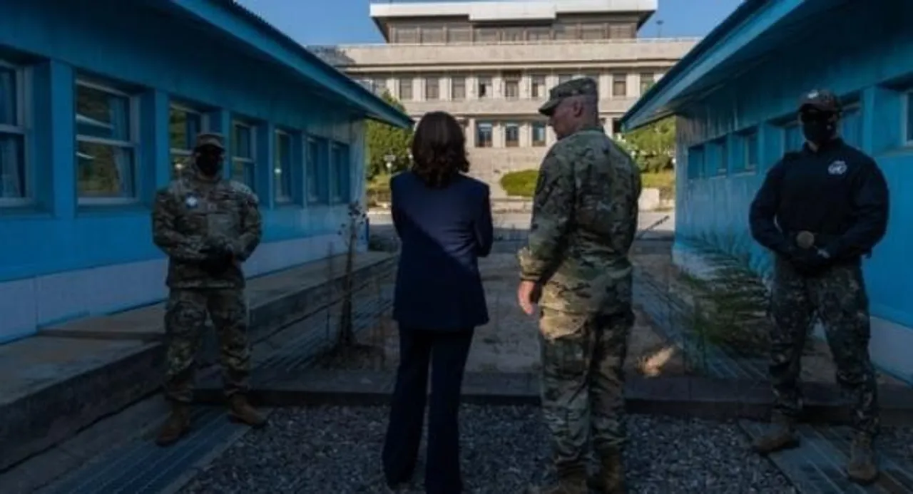 ক্ষেপণাস্ত্র পরীক্ষার কয়েক ঘণ্টা পর ডিমিলিটারাইজড জোন পরিদর্শনে কমলা হ্যারিস