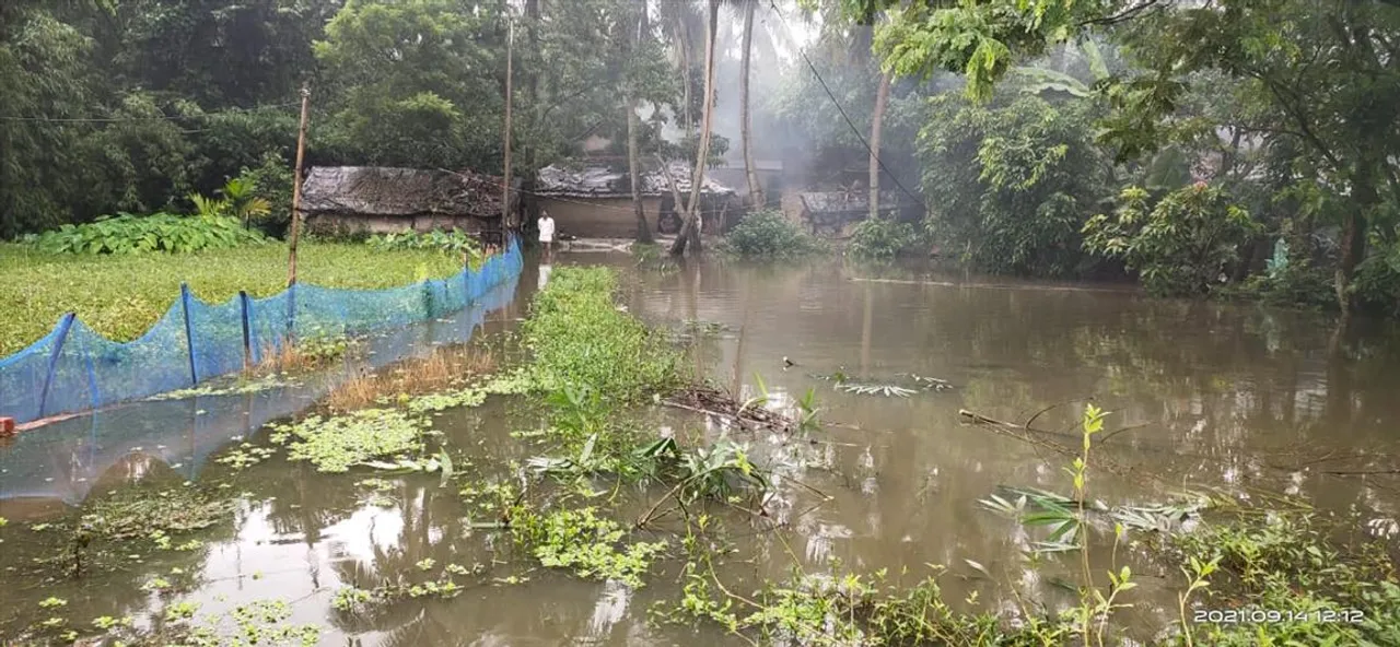 পূর্ব মেদিনীপুরের বিস্তীর্ণ এলাকা নিম্নচাপের অতি বর্ষণে জলমগ্ন