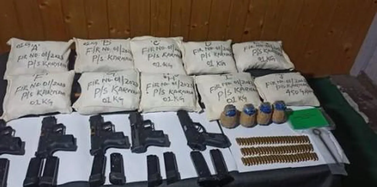 কুপওয়ারায় হেরোইন, অস্ত্র, গোলাবারুদ-সহ গ্রেফতার এক