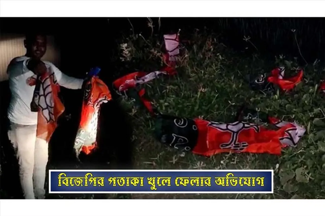 বিজেপির পতাকা খুলে ফেলার অভিযোগ তৃণমূলের বিরুদ্ধে