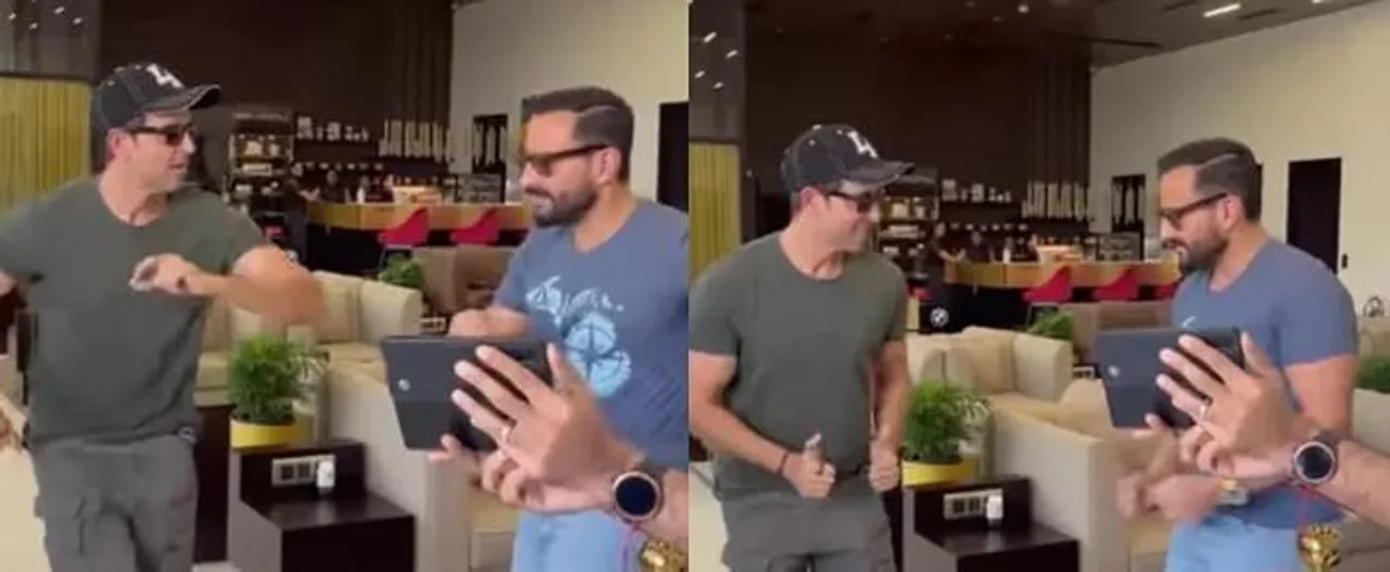 সেফ আলি খানকে 'অ্যালকোহলিয়া'র হুকস্টেপ শেখালেন হৃতিক রোশন