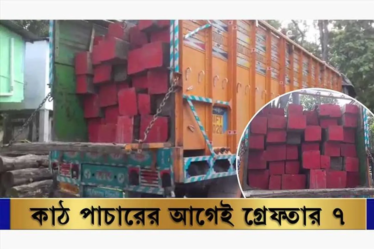 কাঠ পাচারের আগেই বনদপ্তরের হাতে গ্রেফতার ৭