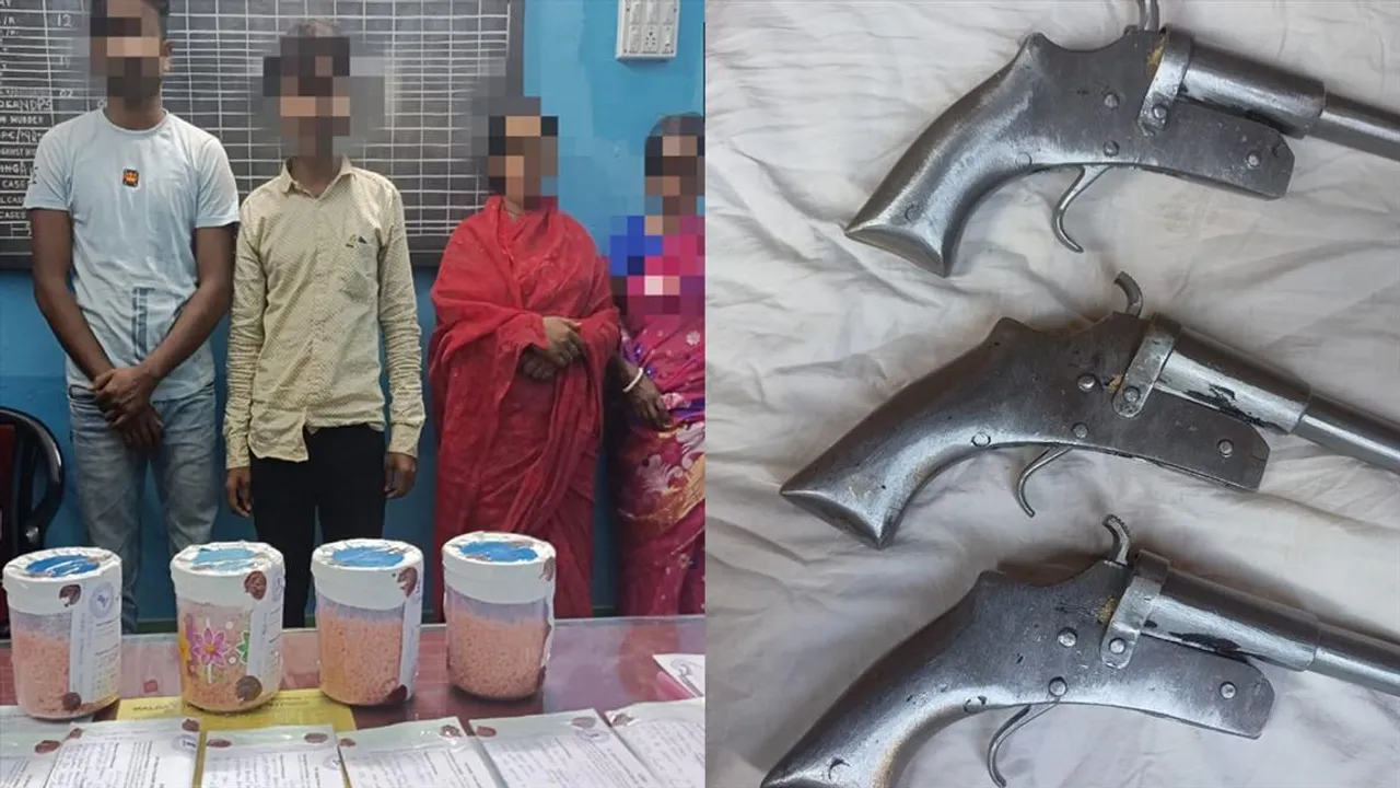 মাদক ও বেআইনি অস্ত্র সমেত গ্রেফতার ৫