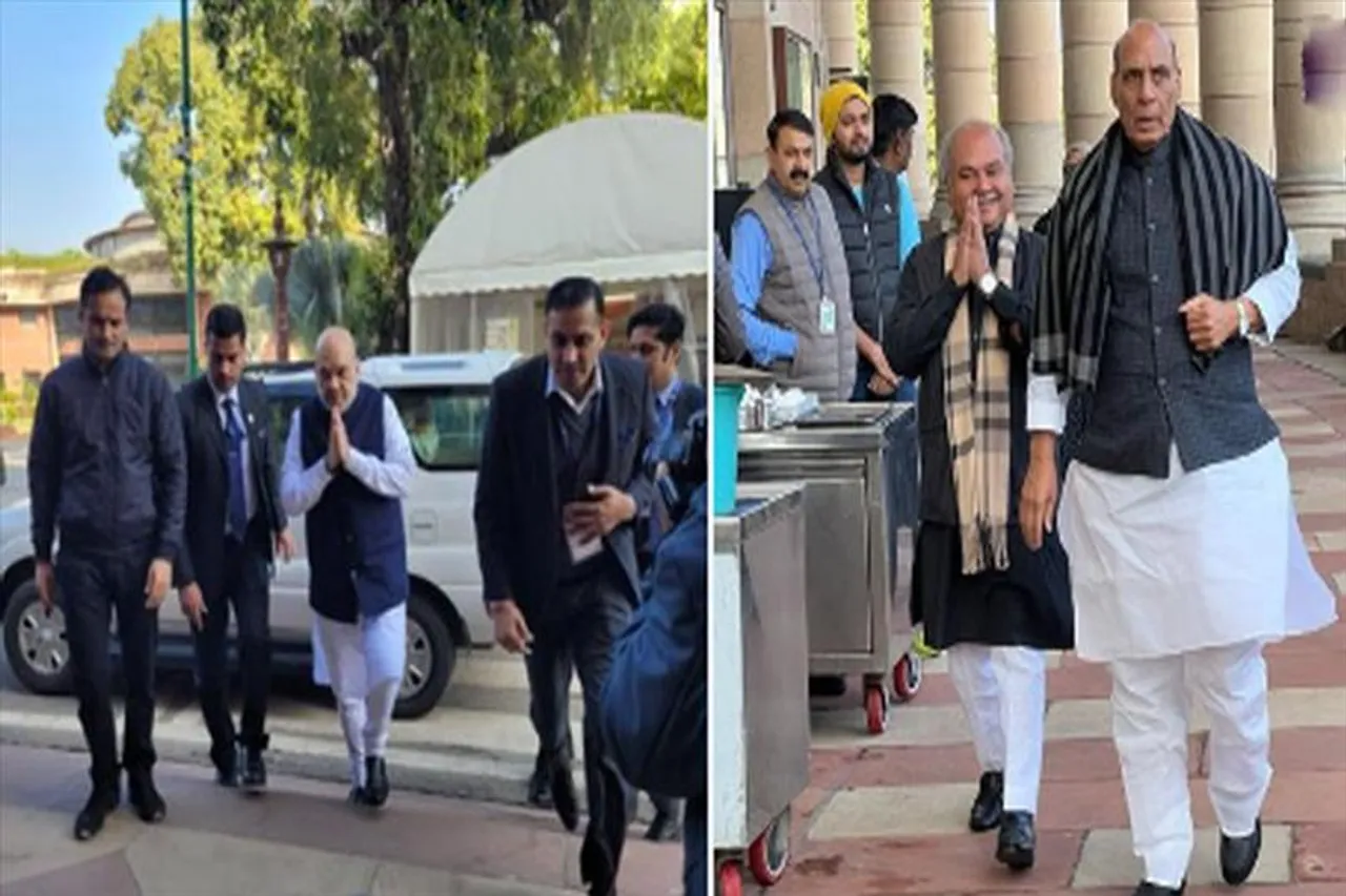 সংসদে পৌঁছালেন অমিত শাহ, রাজনাথ সিং